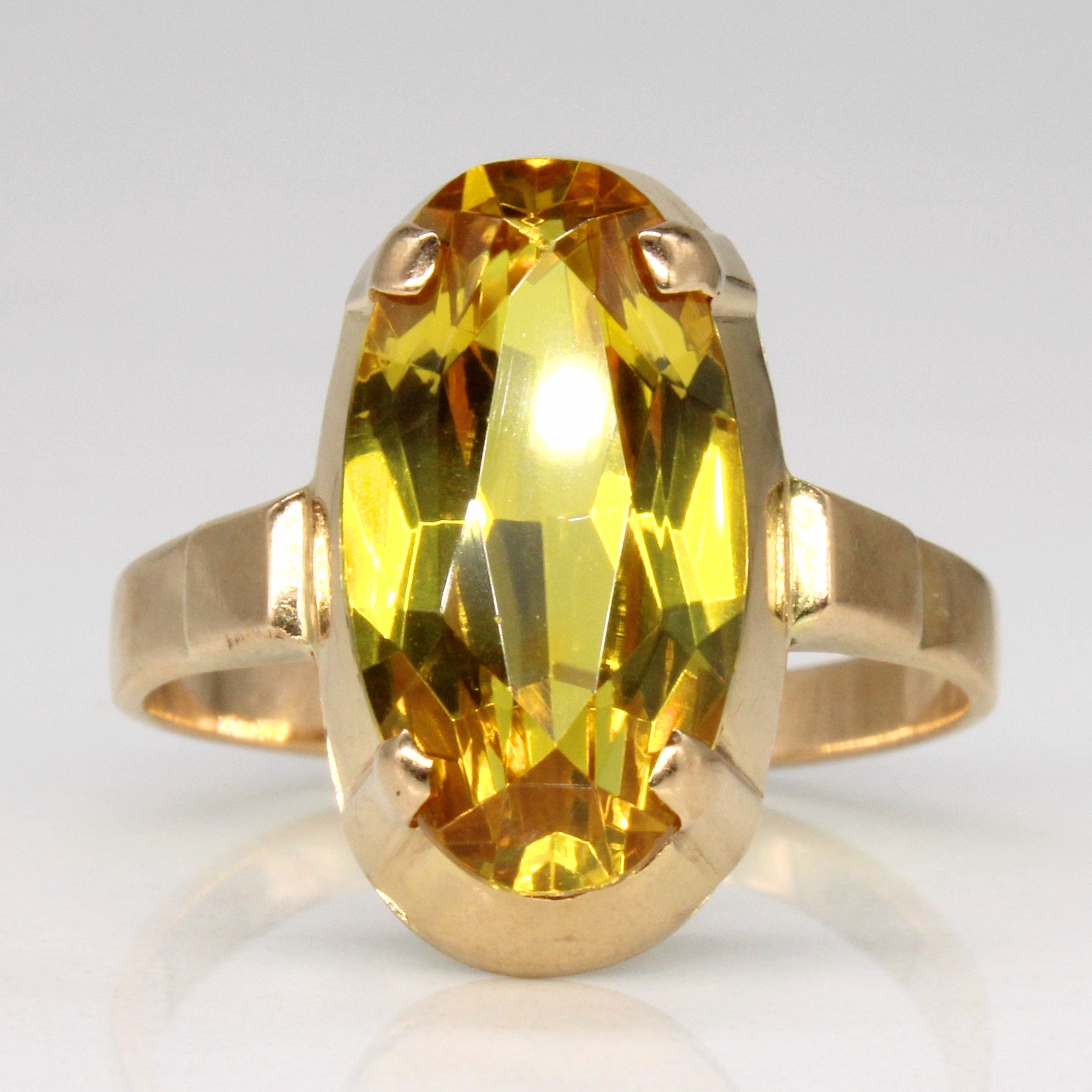 Synthetic Yellow Sapphire Cocktail Ring | 4.95ct | SZ 7.25 |