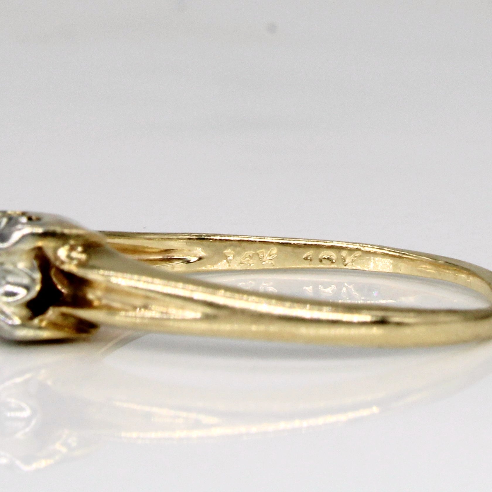Mid Century Transitional Brilliant Cut Diamond Engagement Ring | 0.14ct | SZ 6.25 |