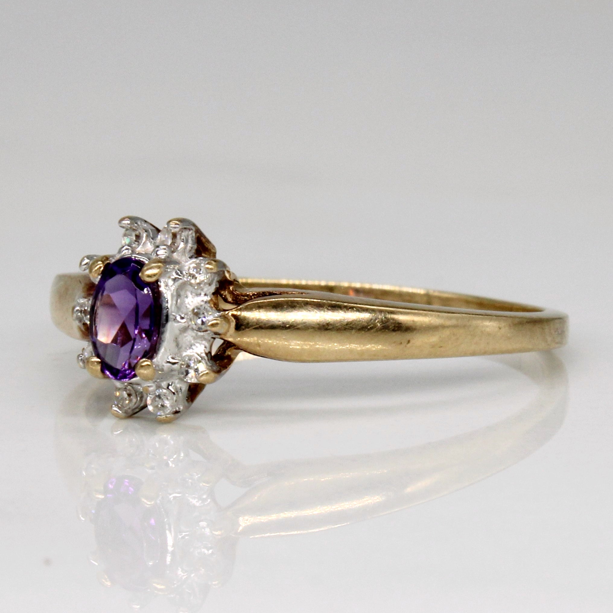 Amethyst & Diamond Halo Ring | 0.16ct, 0.05ctw | SZ 9.75 |