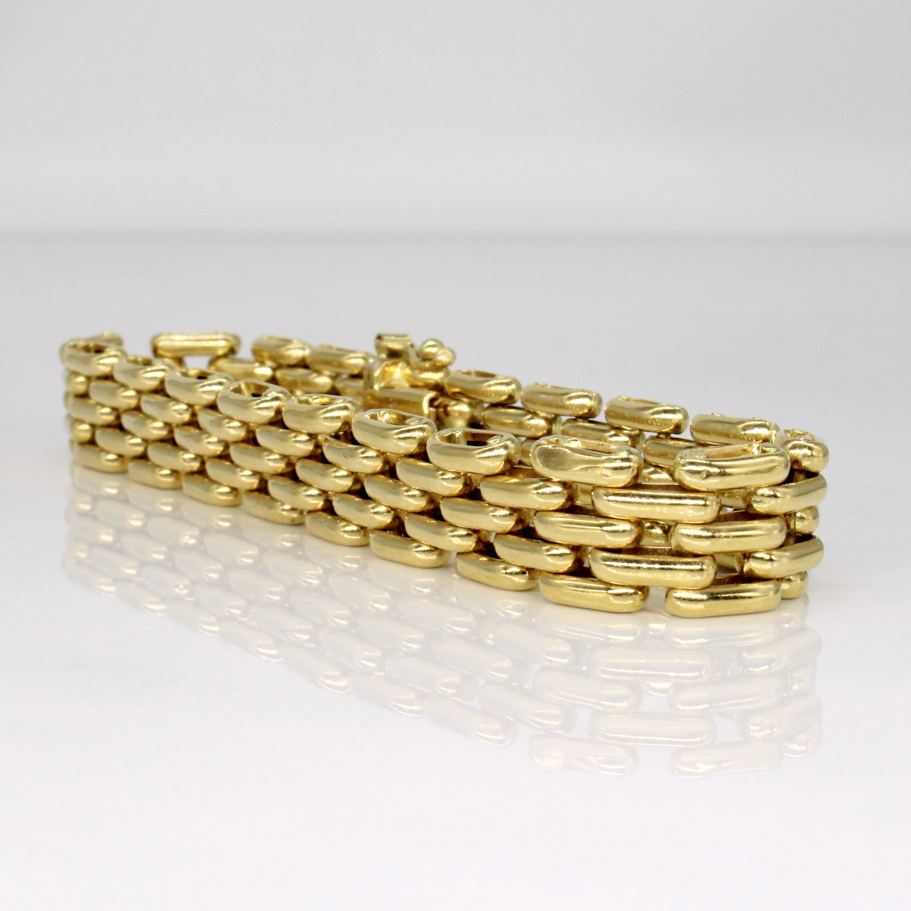 18k Yellow Gold Brick Link Bracelet | 7.5" |