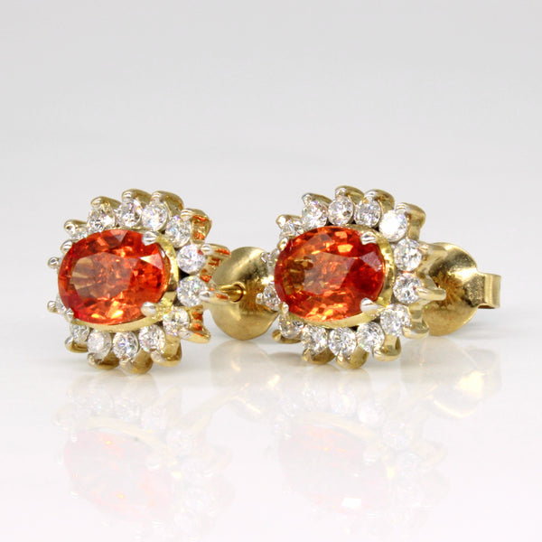 Orange Sapphire & Diamond Earrings | 1.60ctw, 0.42ctw |