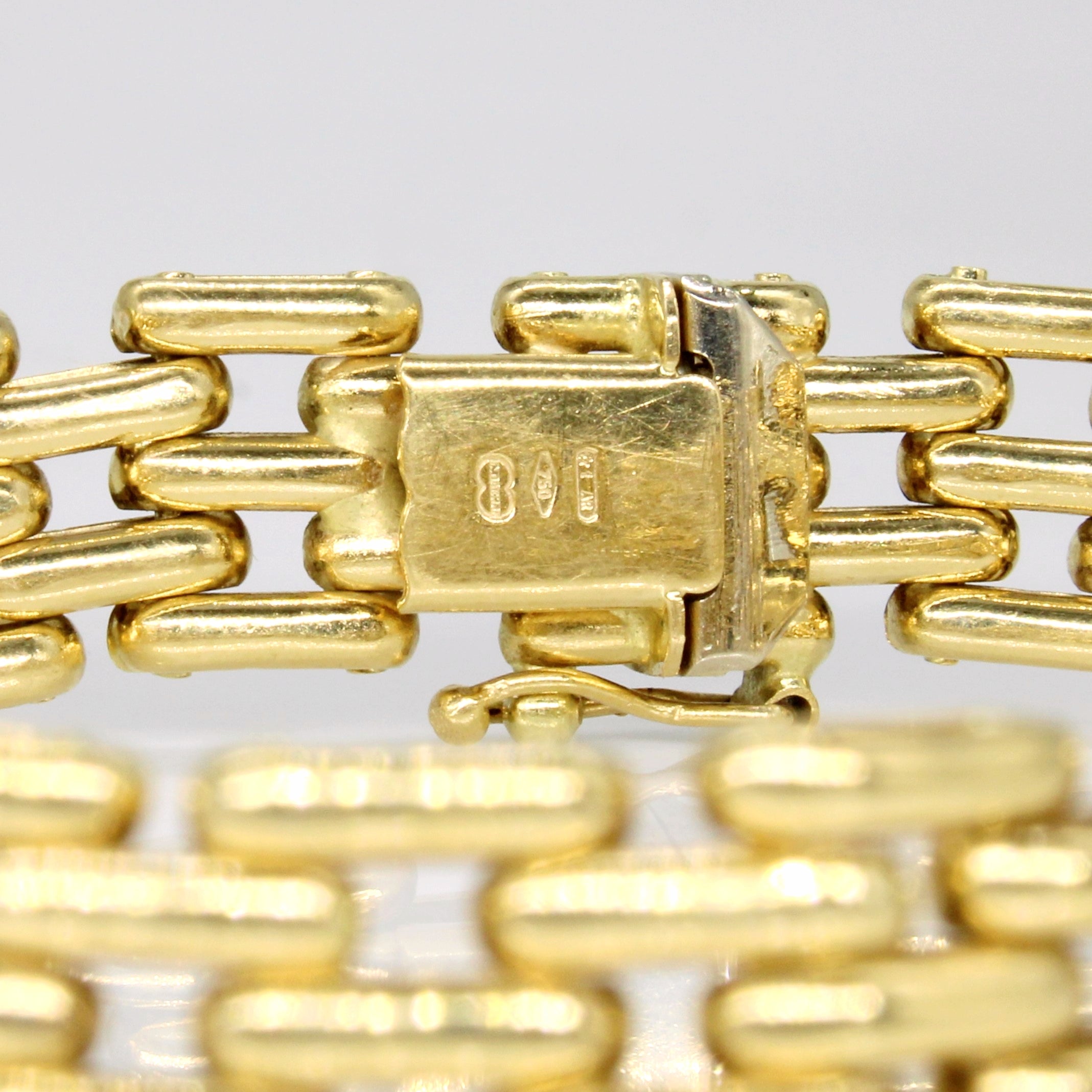 18k Yellow Gold Brick Link Bracelet | 7.5" |
