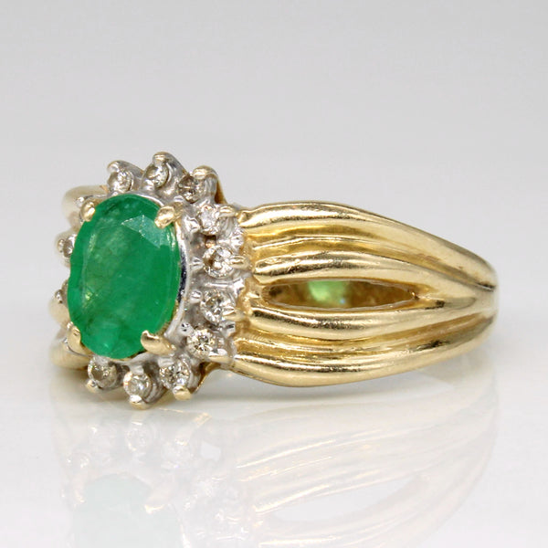 Emerald & Diamond Halo Ring | 0.55ct, 0.14ctw | SZ 6.75 |