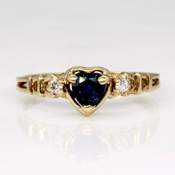 Sapphire & Diamond Heart Ring | 0.45ct, 0.03ctw | SZ 5.75 |
