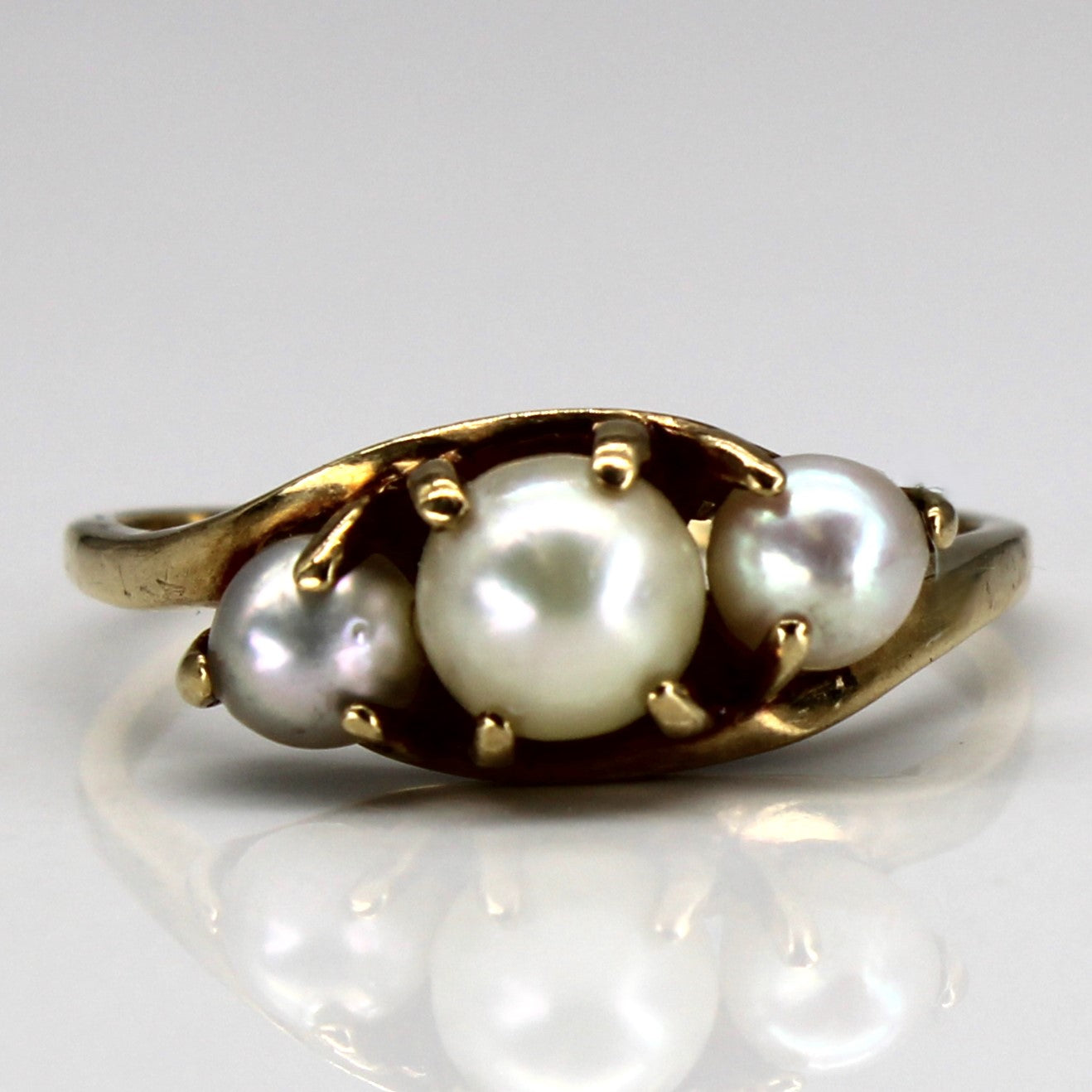 Bypass Three Stone Pearl Ring | SZ 7.75 |