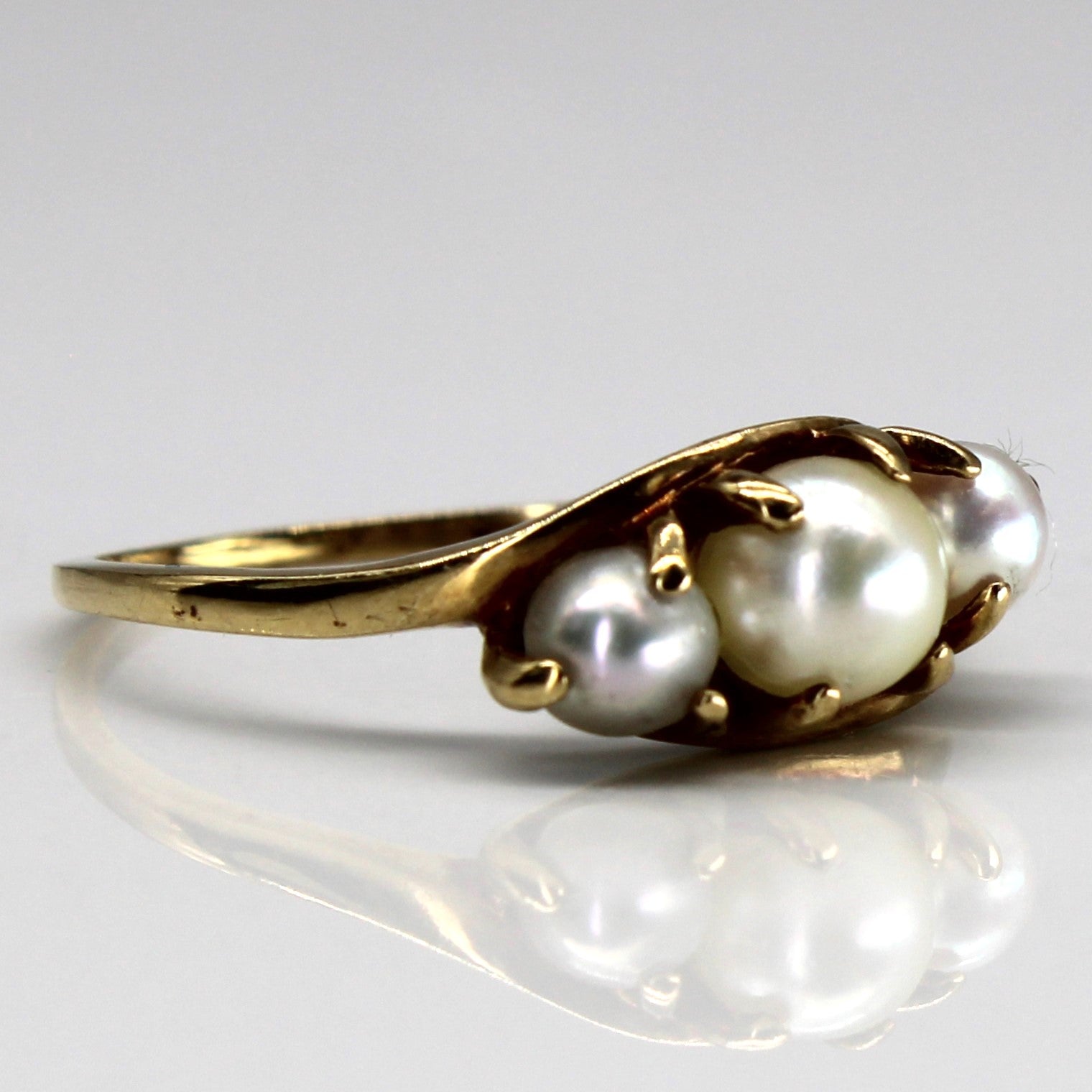 Bypass Three Stone Pearl Ring | SZ 7.75 |