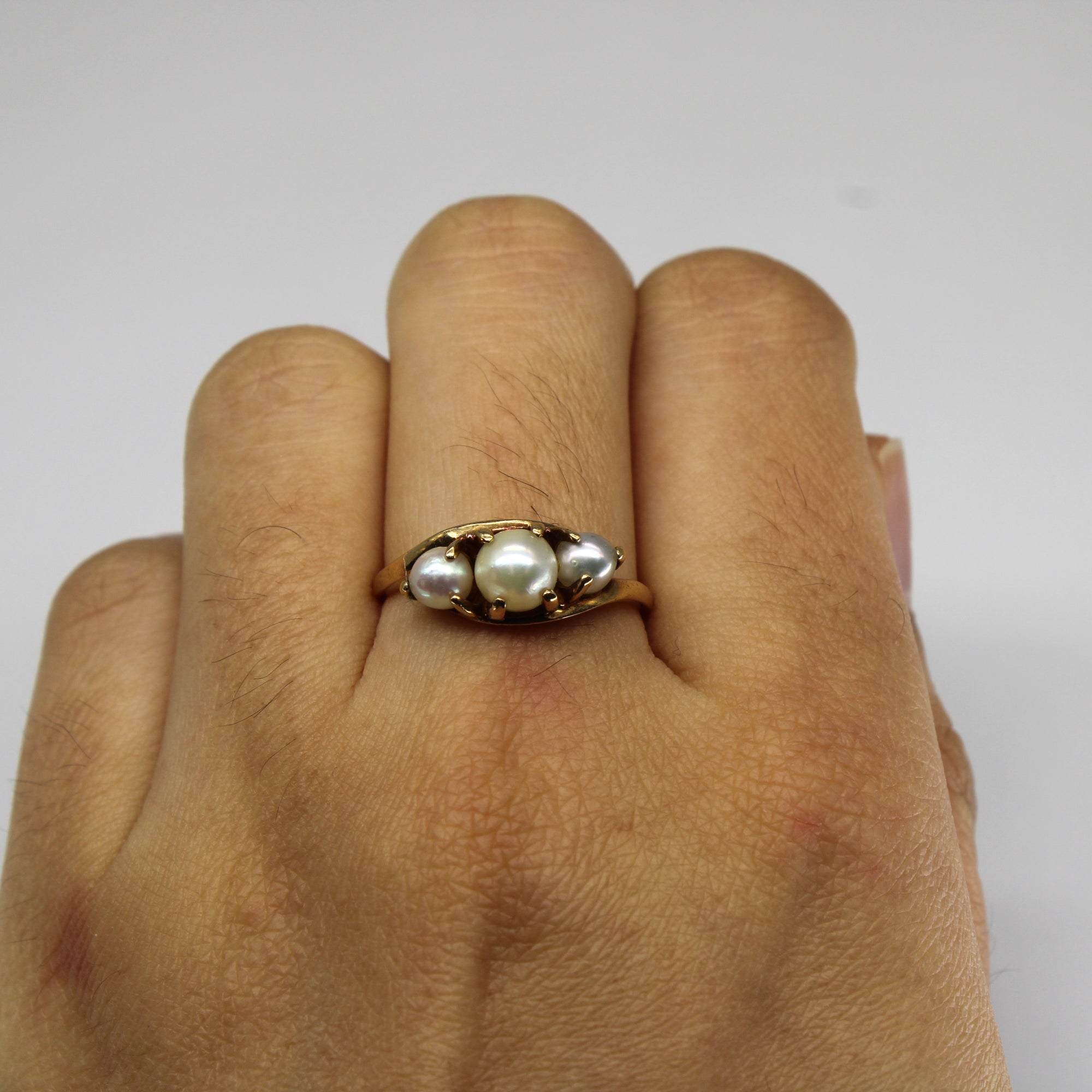 Bypass Three Stone Pearl Ring | SZ 7.75 |