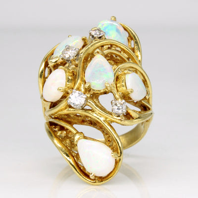 Opal & Diamond Cocktail Ring | 1.80ctw, 0.28ctw | SZ 6 |