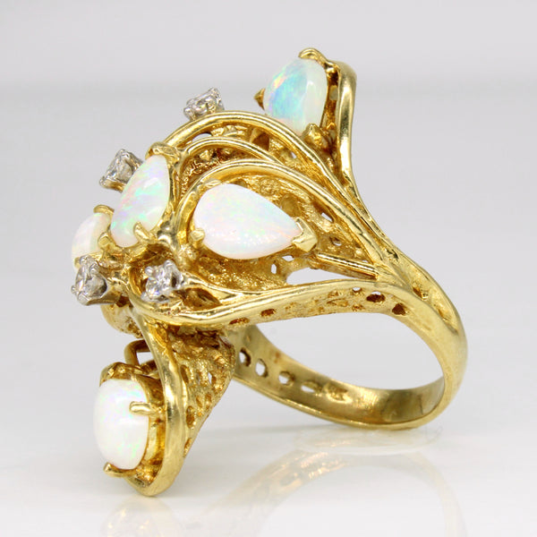Opal & Diamond Cocktail Ring | 1.80ctw, 0.28ctw | SZ 6 |