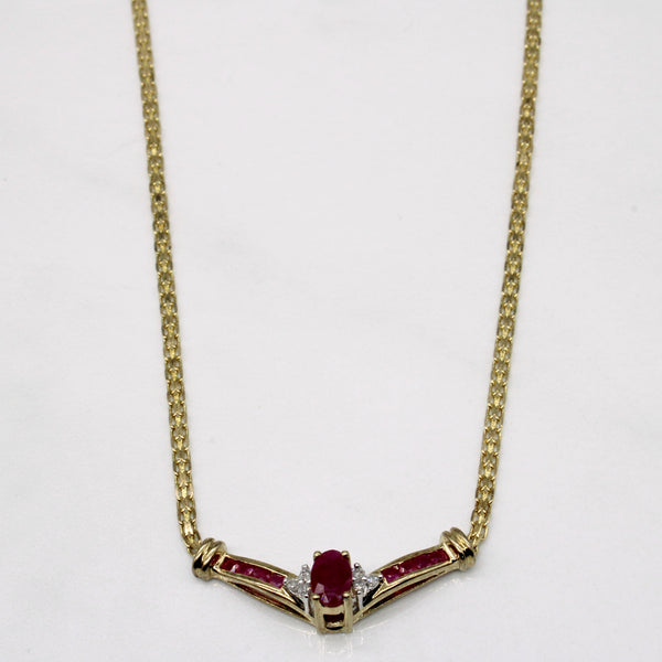 Ruby & Diamond Pendant Necklace | 0.75ctw, 0.05ctw | 16