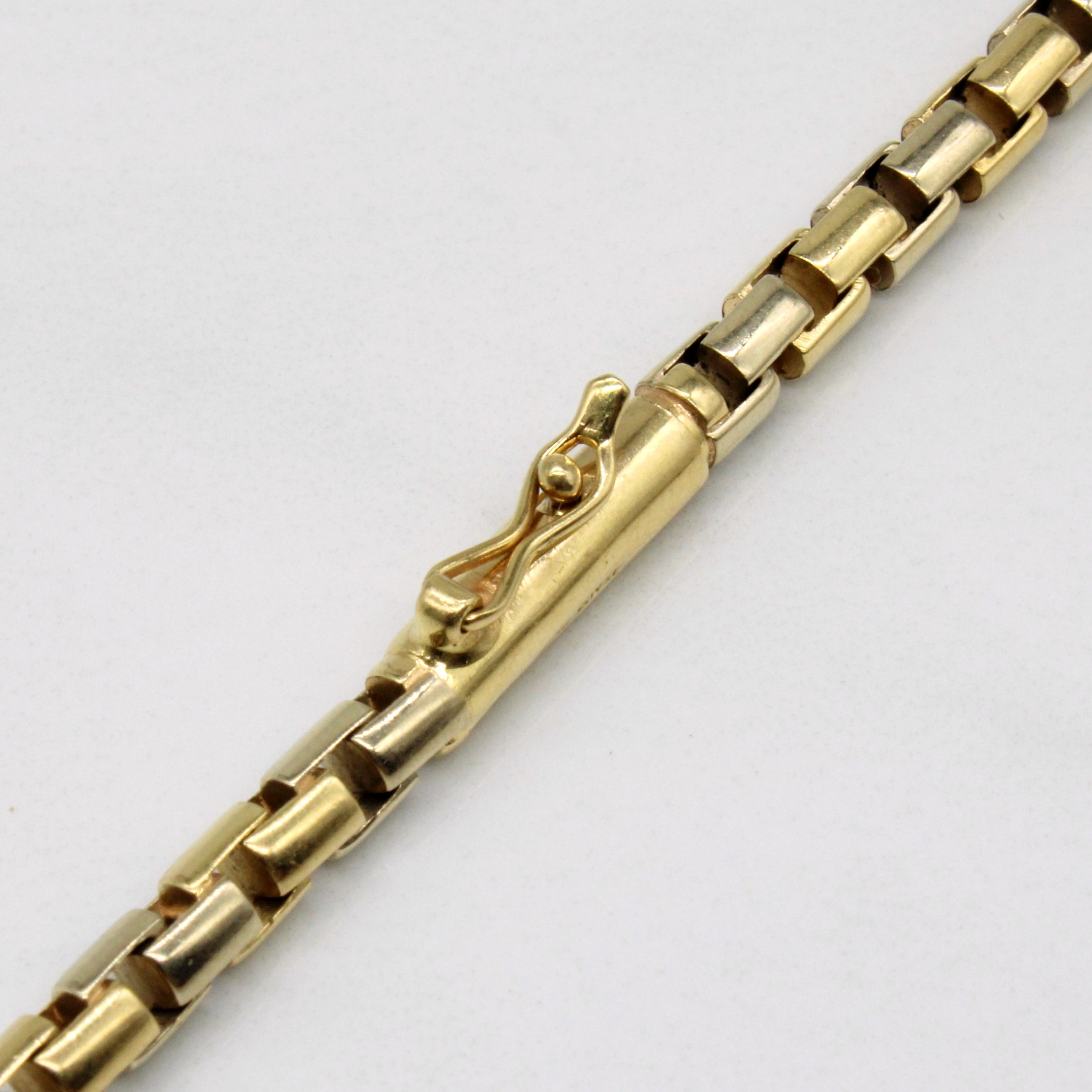 18k Two Tone Gold Square Link Necklace | 17" |