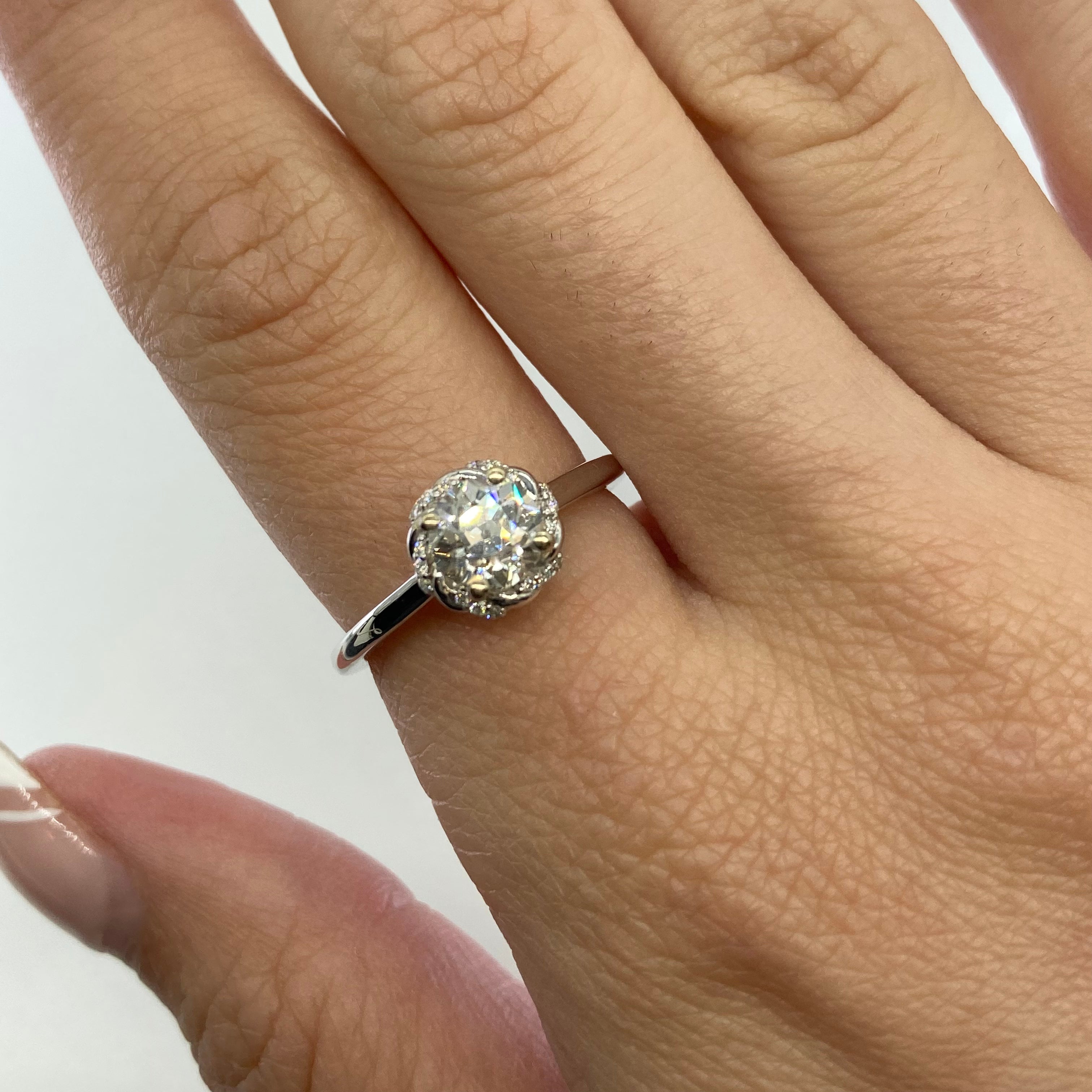 '100 Ways' Old European Twisted Halo Engagement Ring | 0.99ctw | SZ 7 |