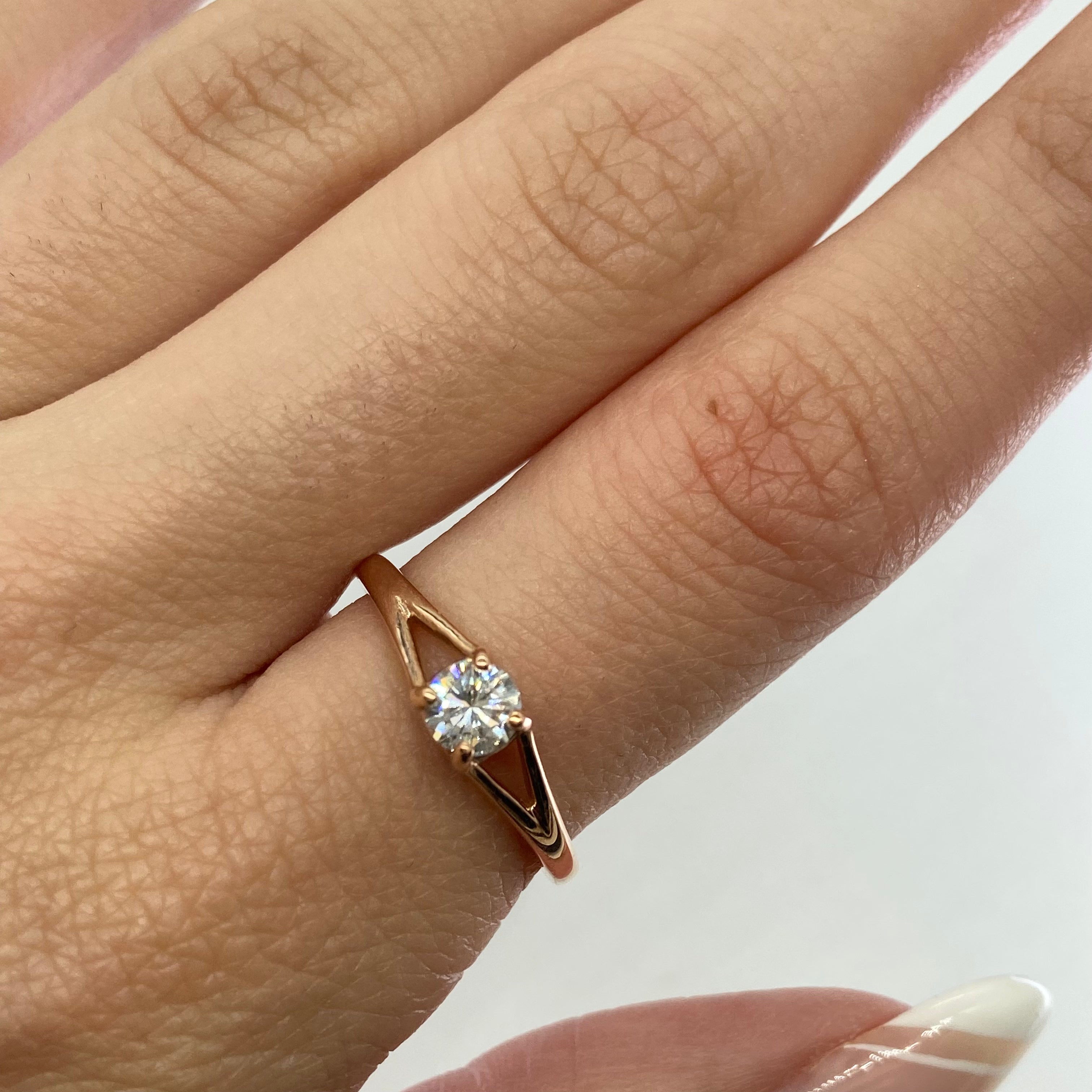 '100 Ways' Rose Gold Split Shank Solitaire Engagement Ring | 0.38ct | SZ 7 |