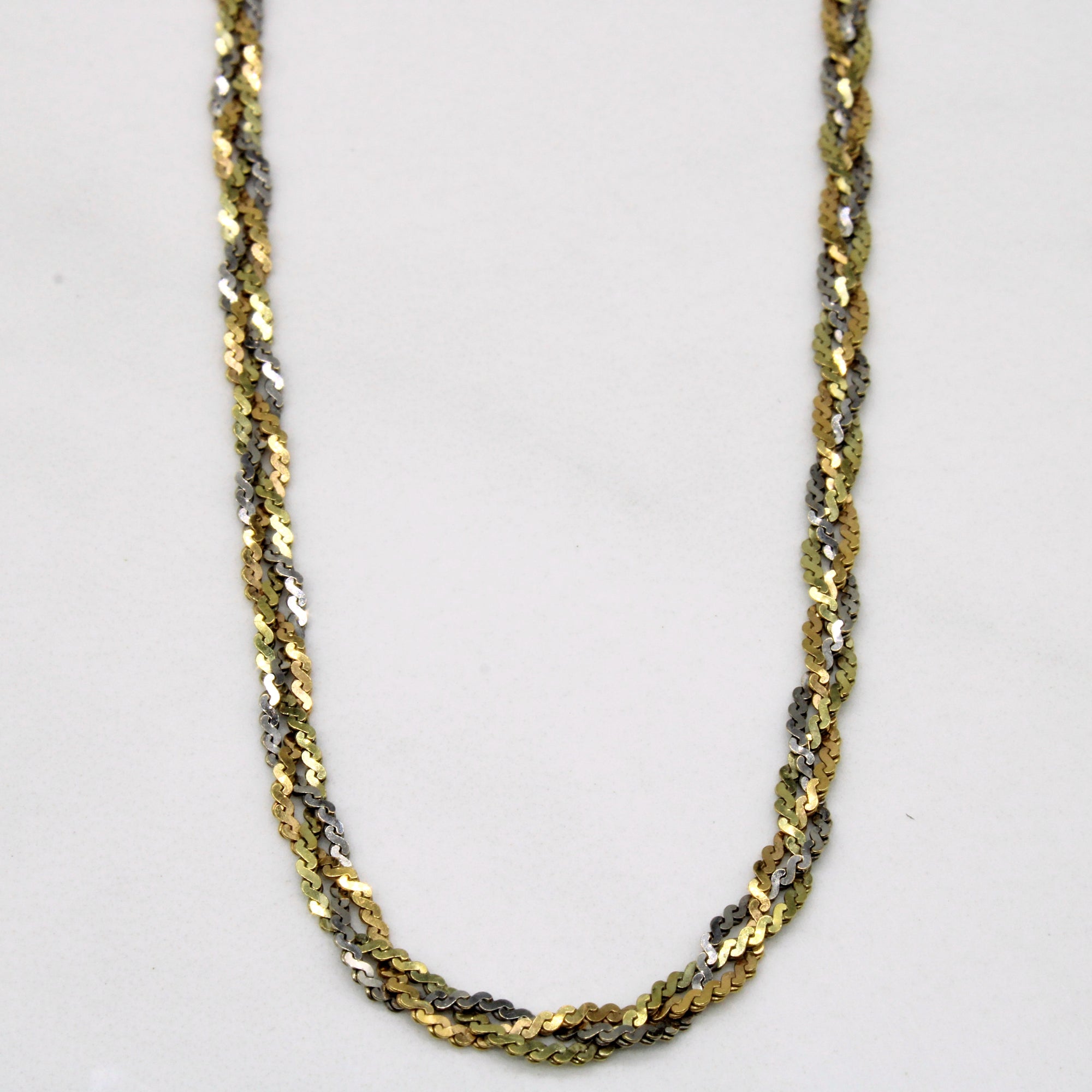 18k Two Tone Gold Woven Necklace | 14