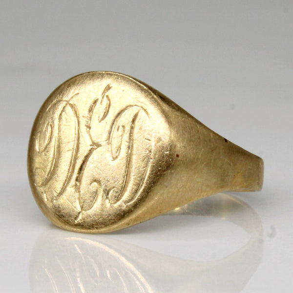 14k Yellow Gold 'D.E.D.' Signet Ring | SZ 5.25 |