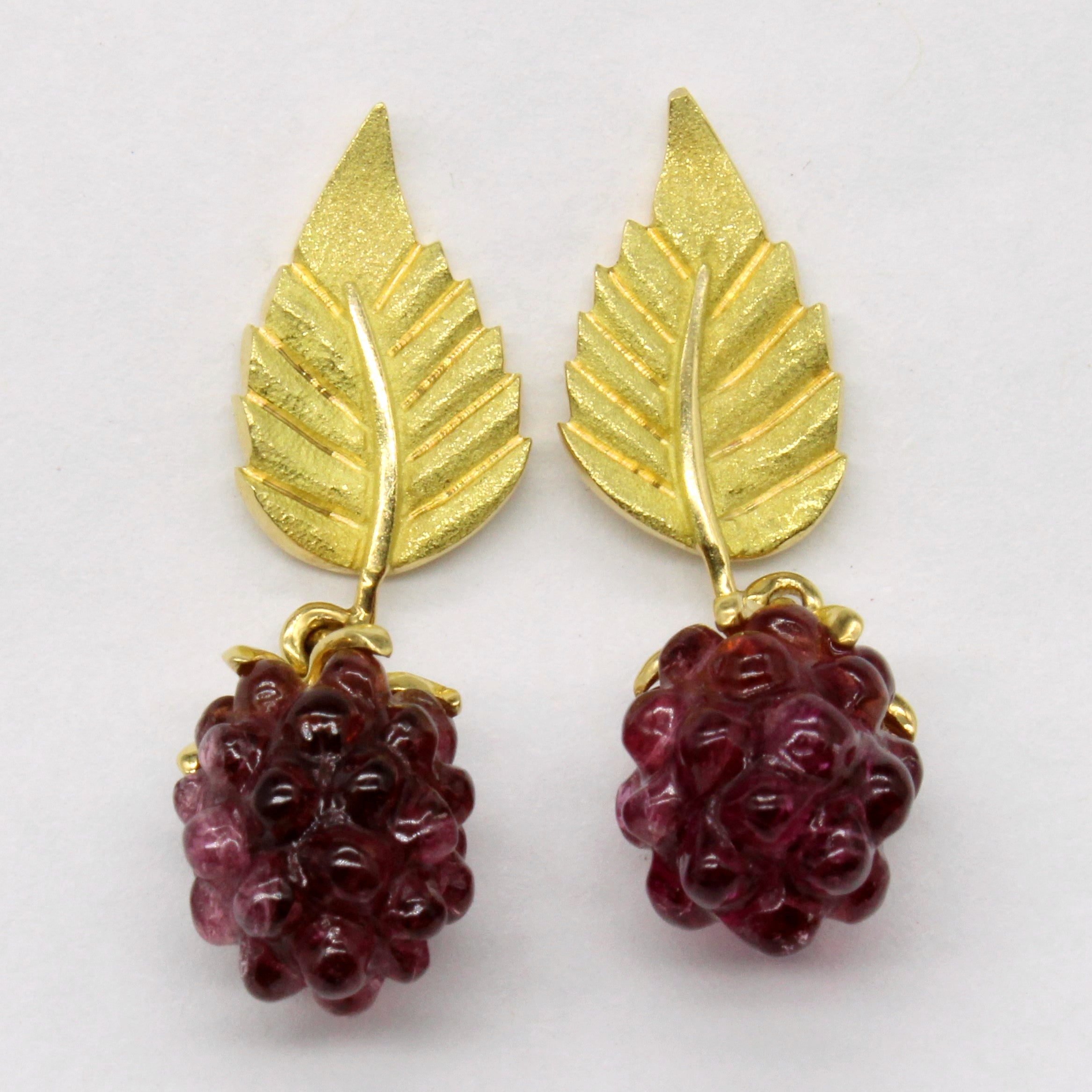 Tiffany & Co' Pink Tourmaline Carved Raspberry Earrings | 12.00ctw |