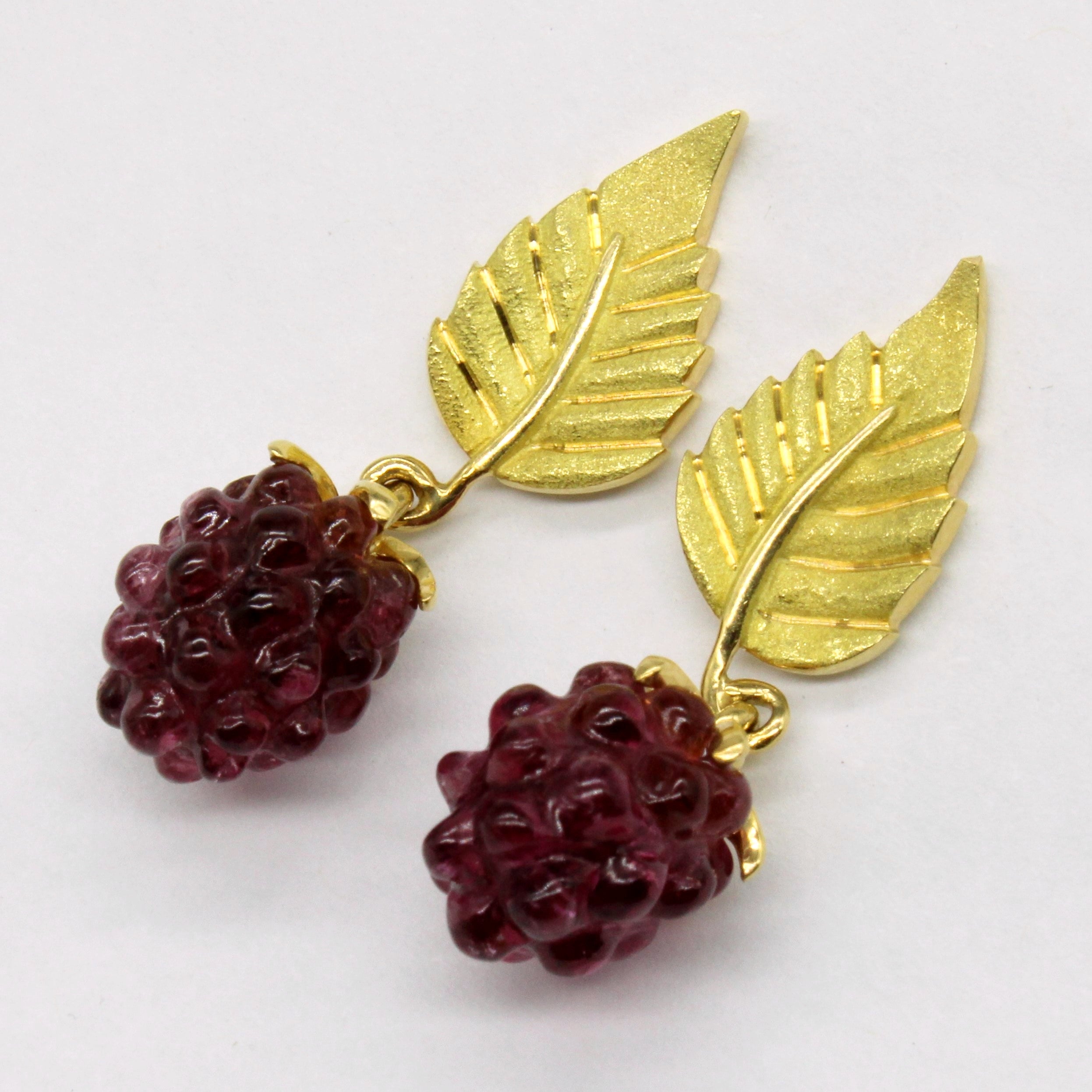 Tiffany & Co' Pink Tourmaline Carved Raspberry Earrings | 12.00ctw |