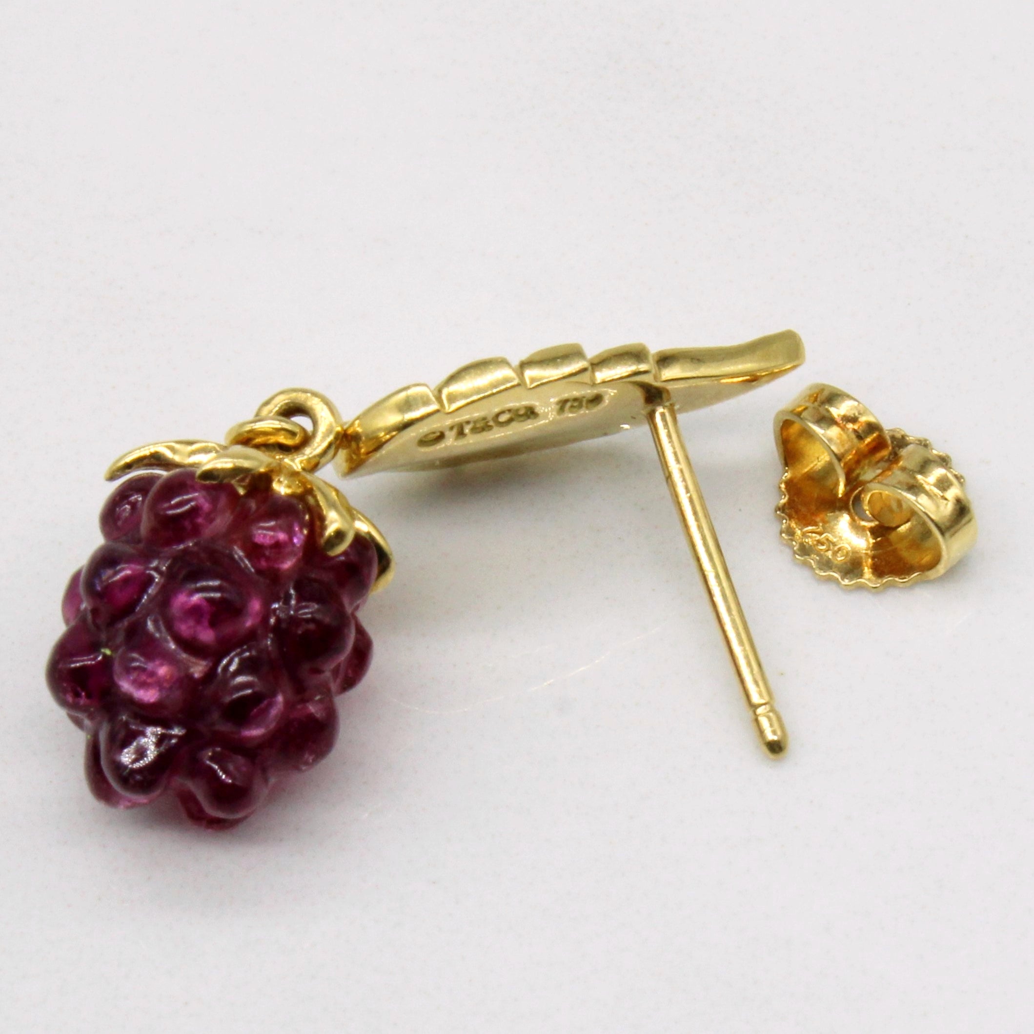 Tiffany & Co' Pink Tourmaline Carved Raspberry Earrings | 12.00ctw |