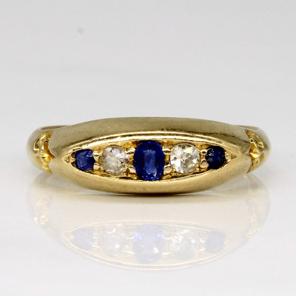 1901 Birmingham Antique Cut Sapphire & Diamond Ring in 18k | 0.18ctw, 0.10ctw | SZ 6.25 |