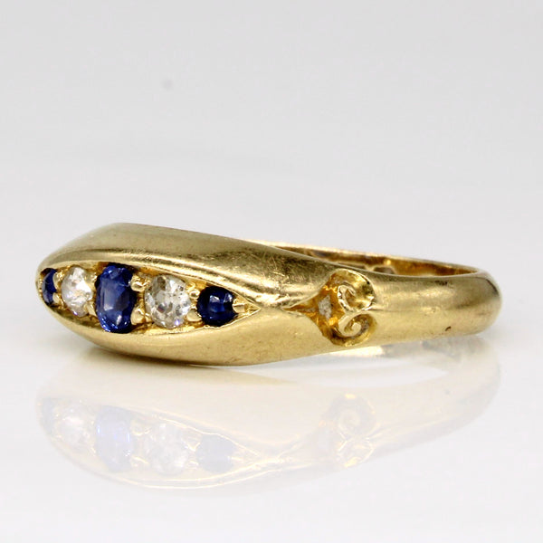 1901 Birmingham Antique Cut Sapphire & Diamond Ring in 18k | 0.18ctw, 0.10ctw | SZ 6.25 |