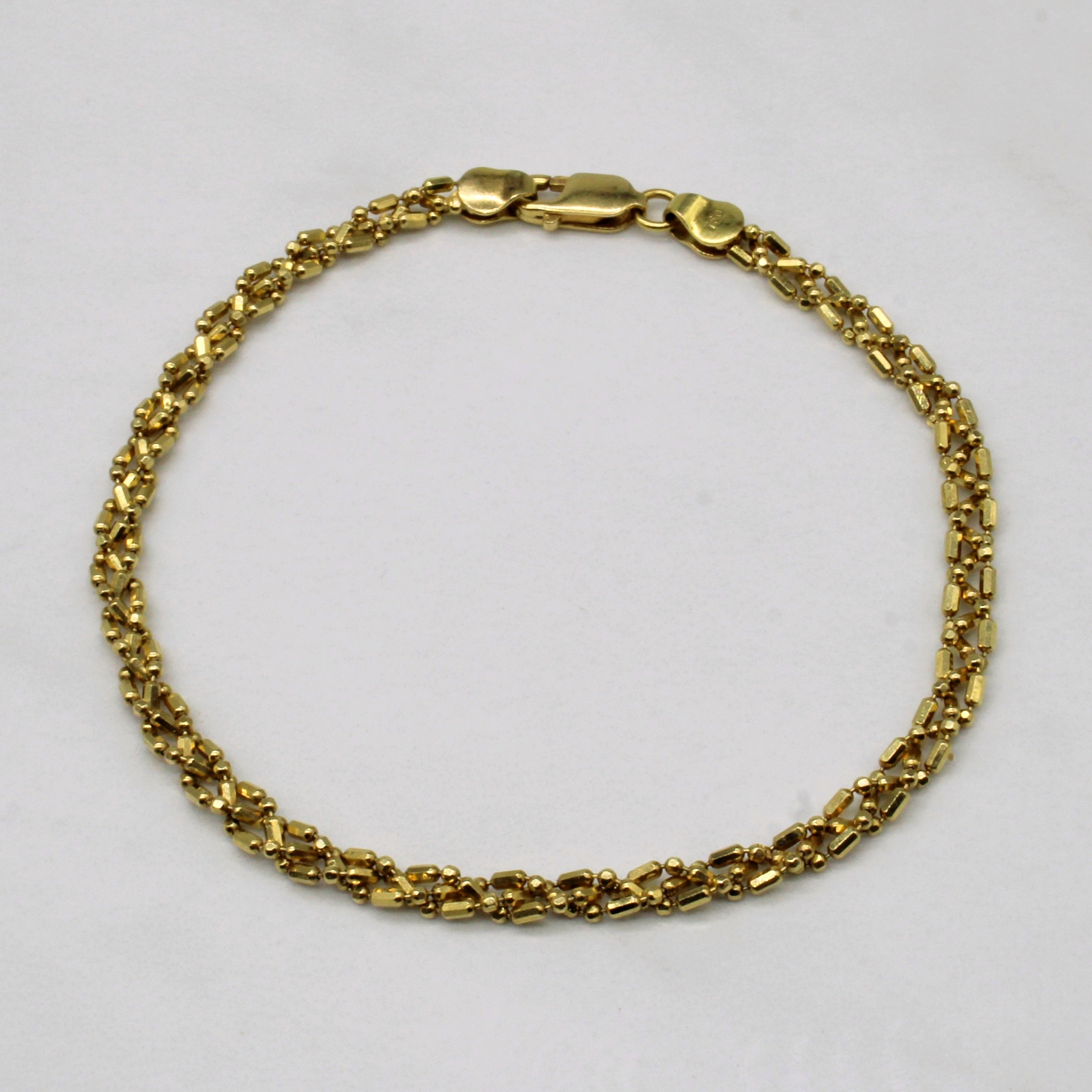 18k Yellow Gold Woven Bead Chain Bracelet | 7" |