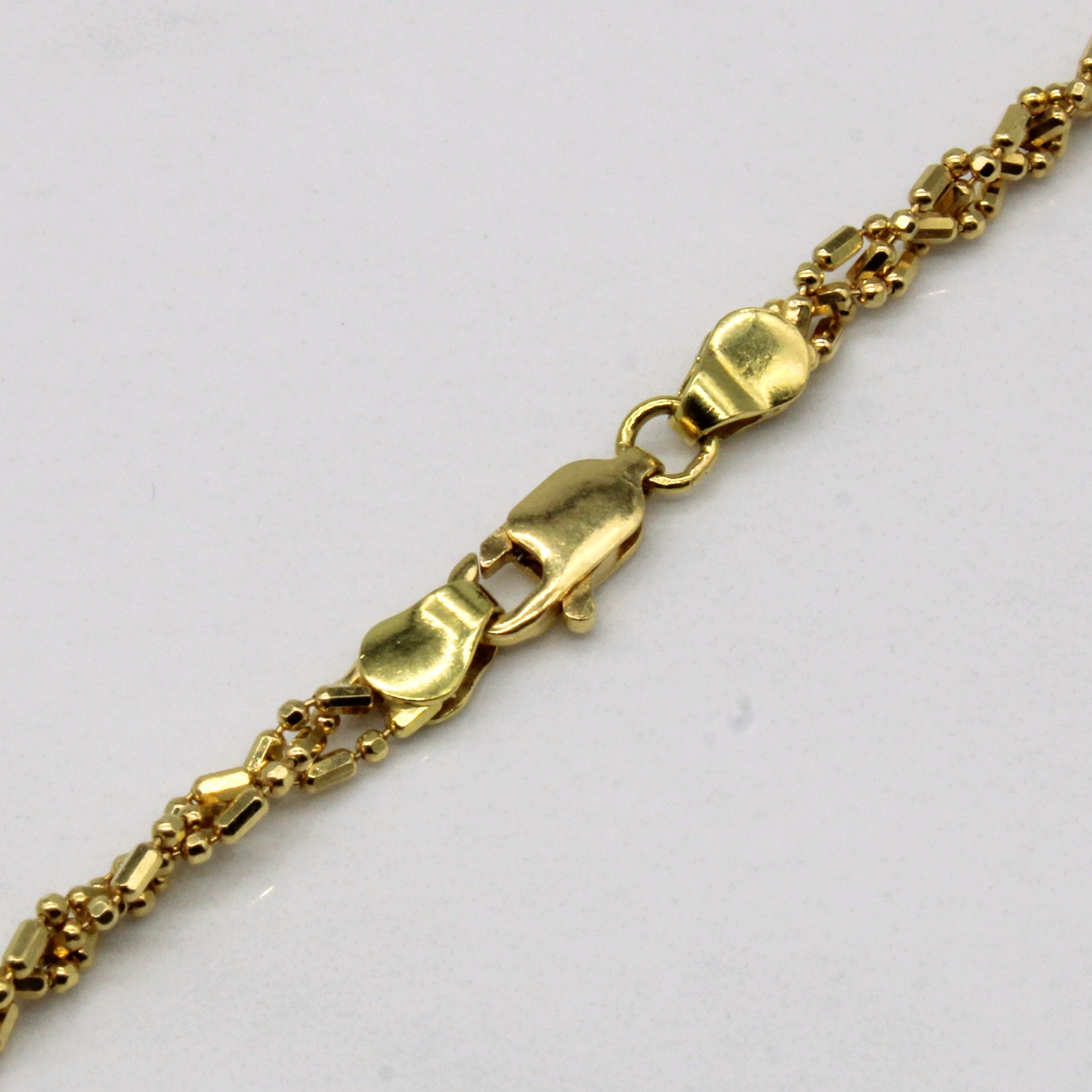 18k Yellow Gold Woven Bead Chain | 17" |