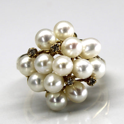 Cluster Pearl & Diamond Ring | 0.04ctw | SZ 7 |