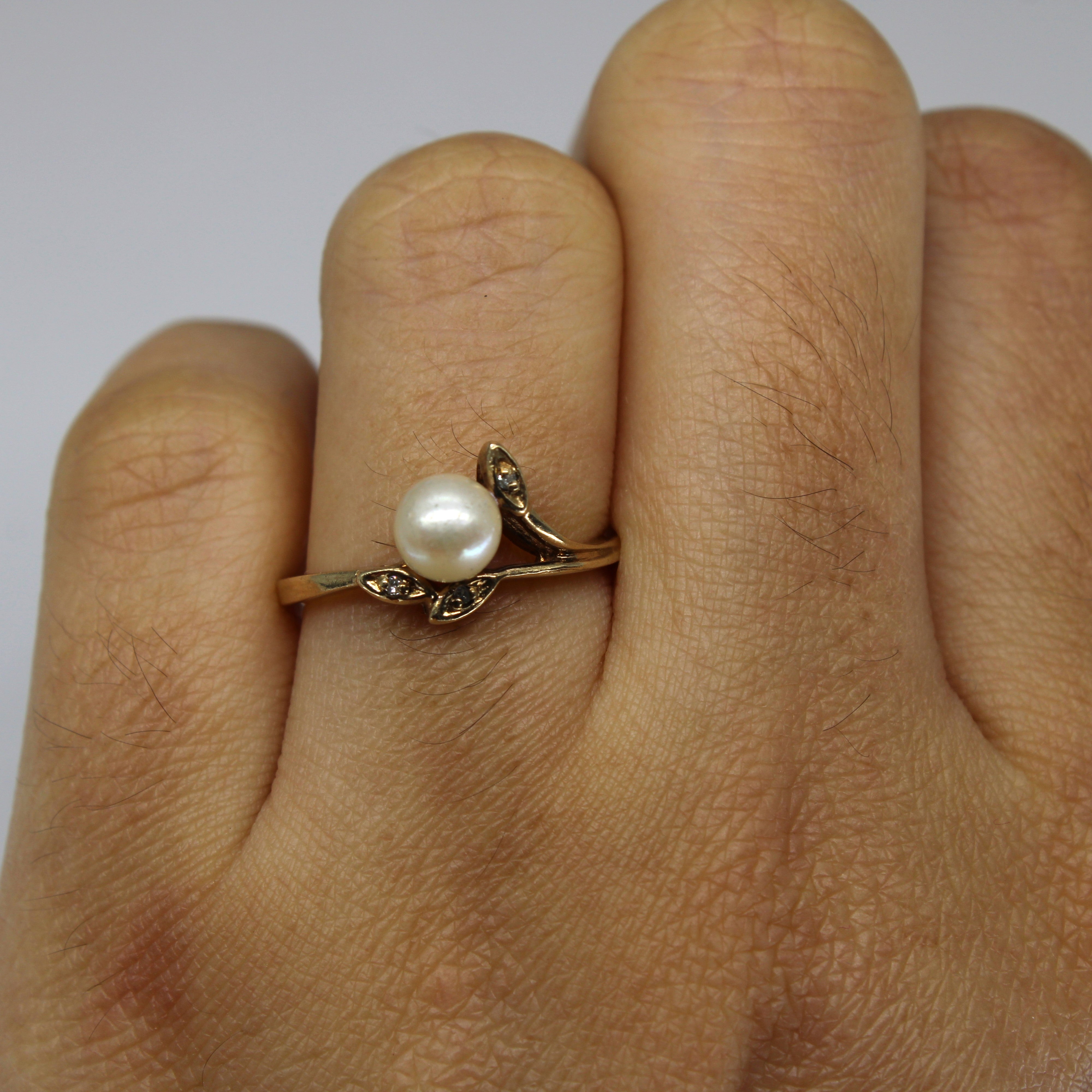 Bypass Pearl & Diamond Ring | 0.02ctw | SZ 5.75 |