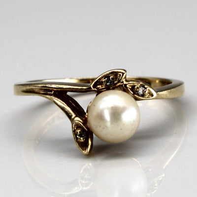 Bypass Pearl & Diamond Ring | 0.02ctw | SZ 5.75 |