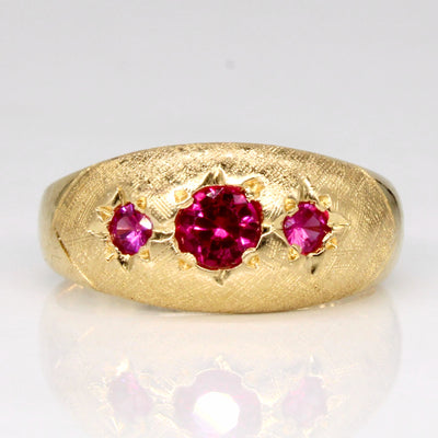 1965 Swedish Hallmarked 18k Starburst Set Synthetic Ruby Ring | 0.45ctw | SZ 6.5 |