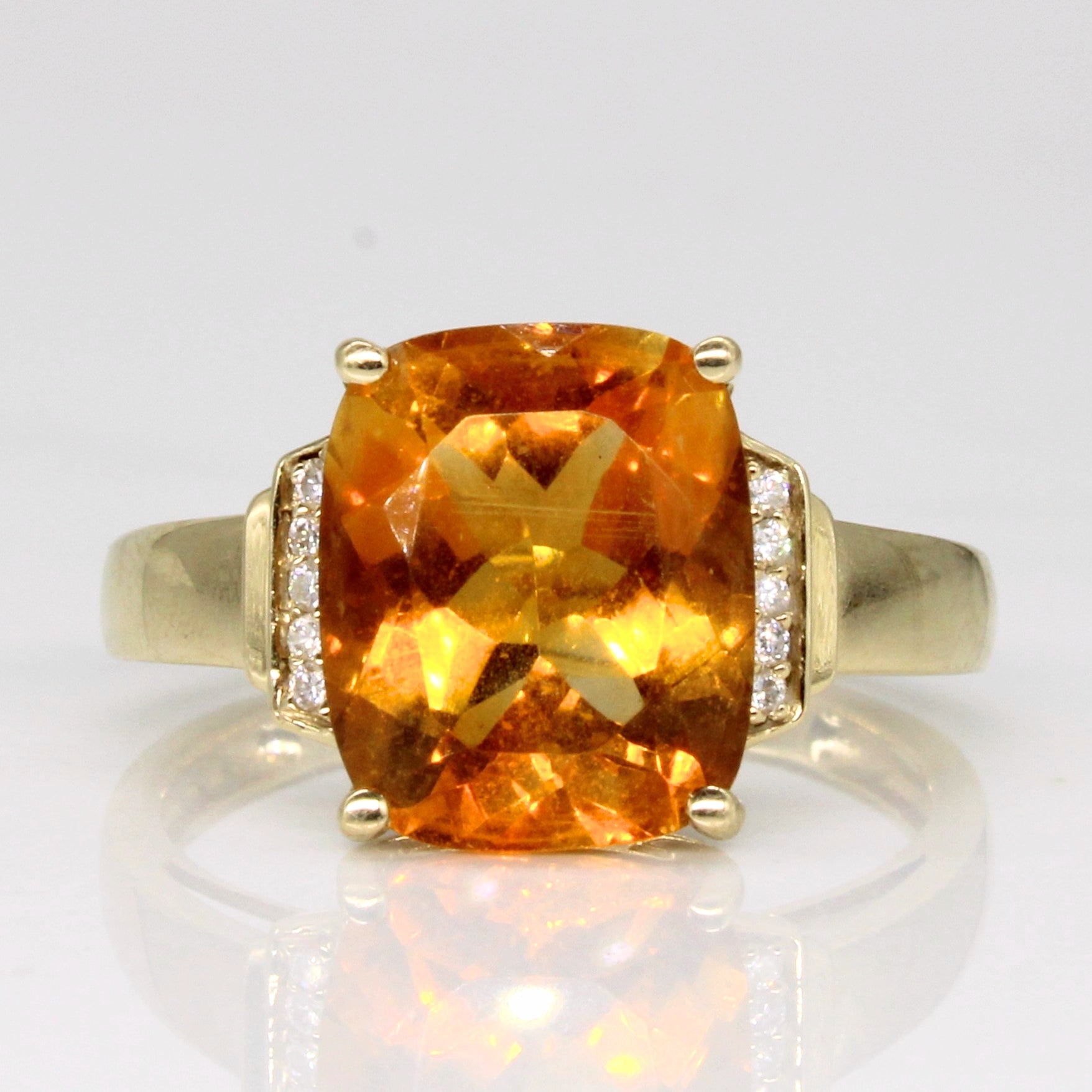 Citrine & Diamond Cocktail Ring | 3.50ct, 0.04ctw | SZ 6.75 |