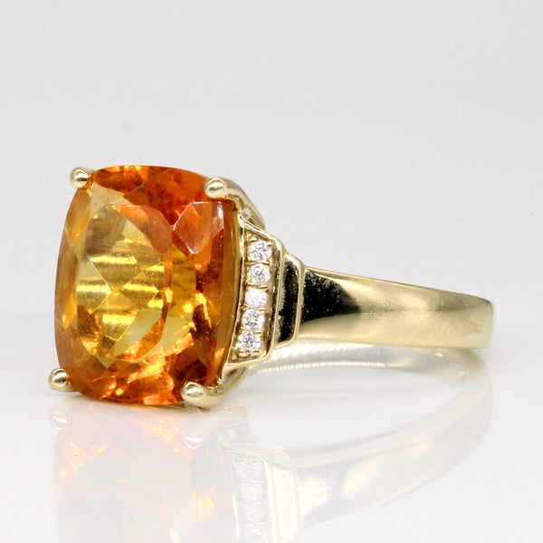 Citrine & Diamond Cocktail Ring | 3.50ct, 0.04ctw | SZ 6.75 |