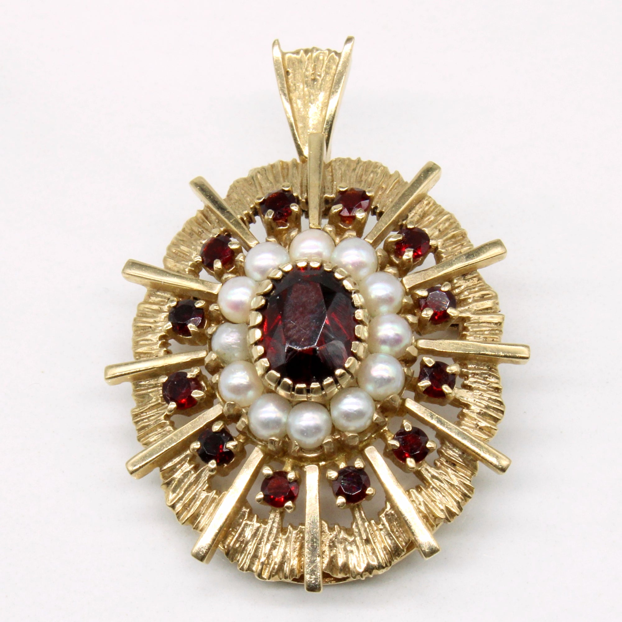 Garnet & Seed Pearl Modified Brooch & Pendant | 1.86ctw |