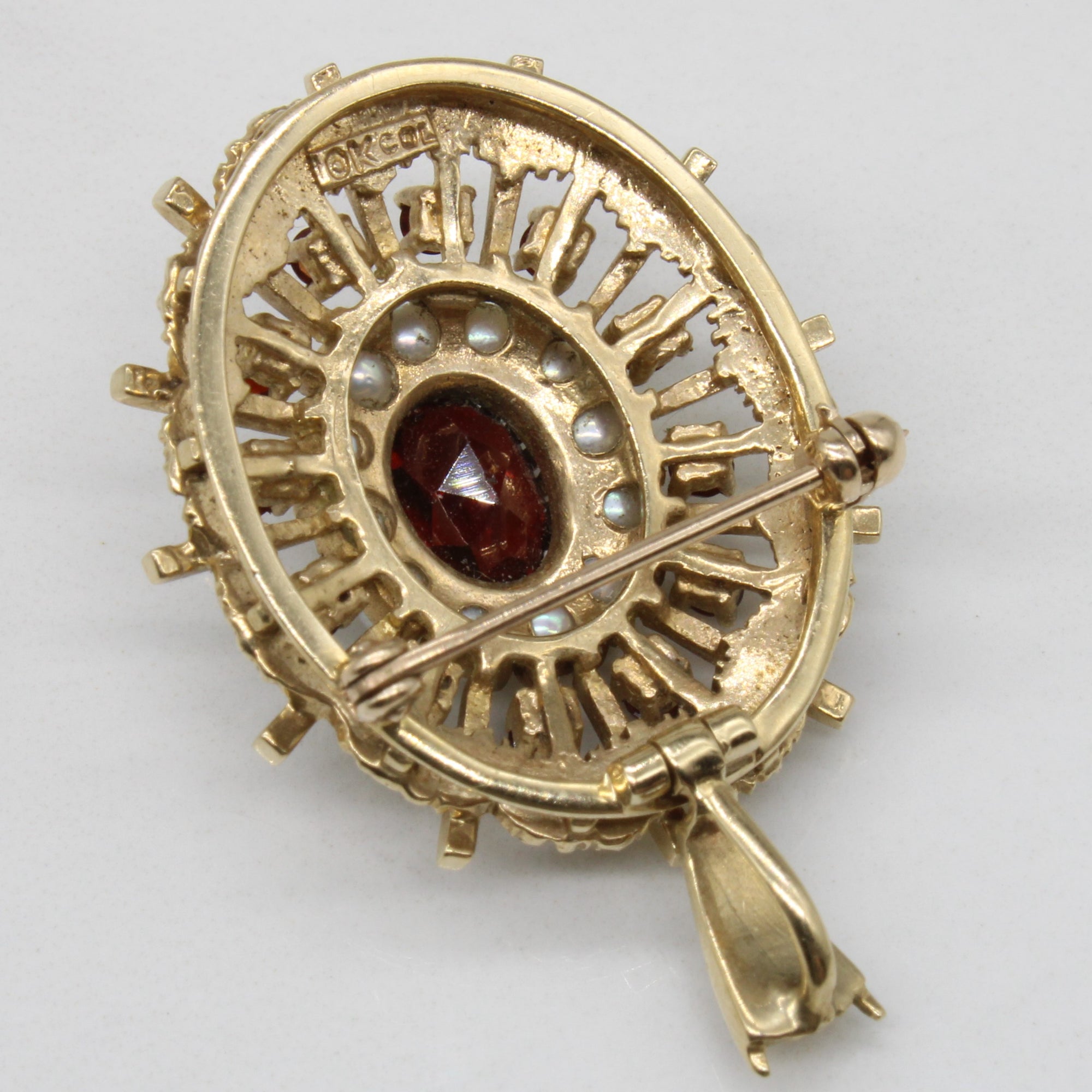 Garnet & Seed Pearl Modified Brooch & Pendant | 1.86ctw |