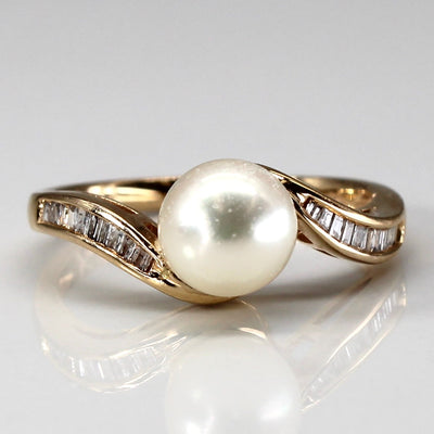 Bypass Pearl & Diamond Ring | 0.17ctw | SZ 6 |