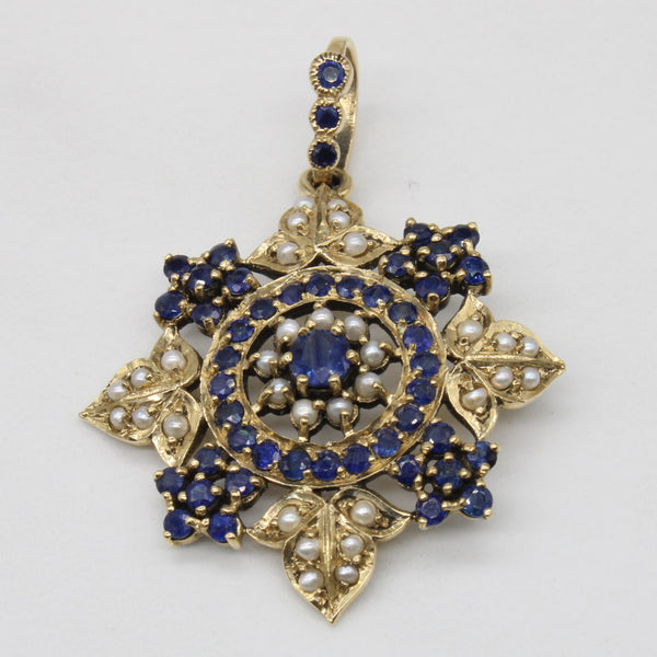 Sapphire & Seed Pearl Pendant | 1.28ctw |