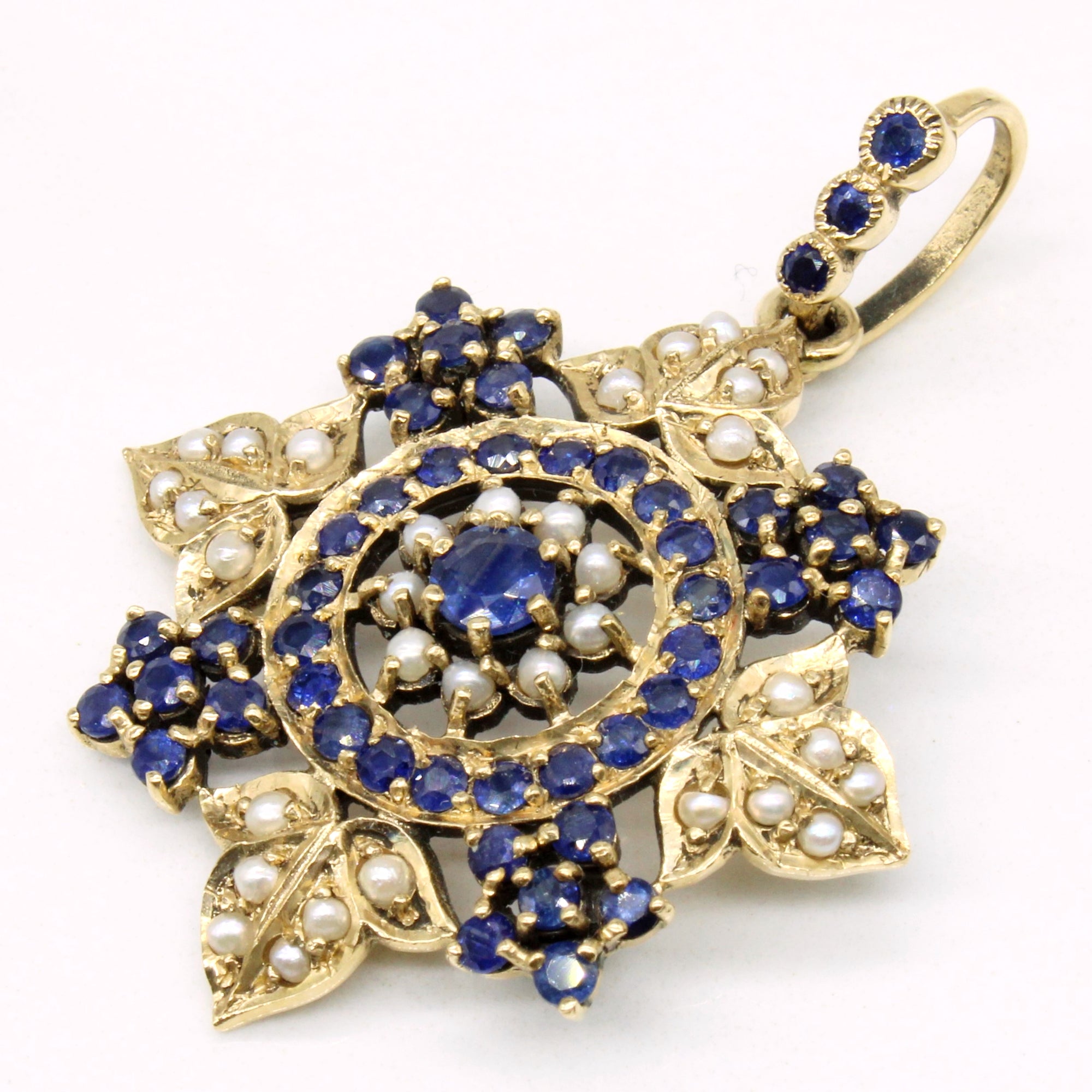 Sapphire & Seed Pearl Pendant | 1.28ctw |