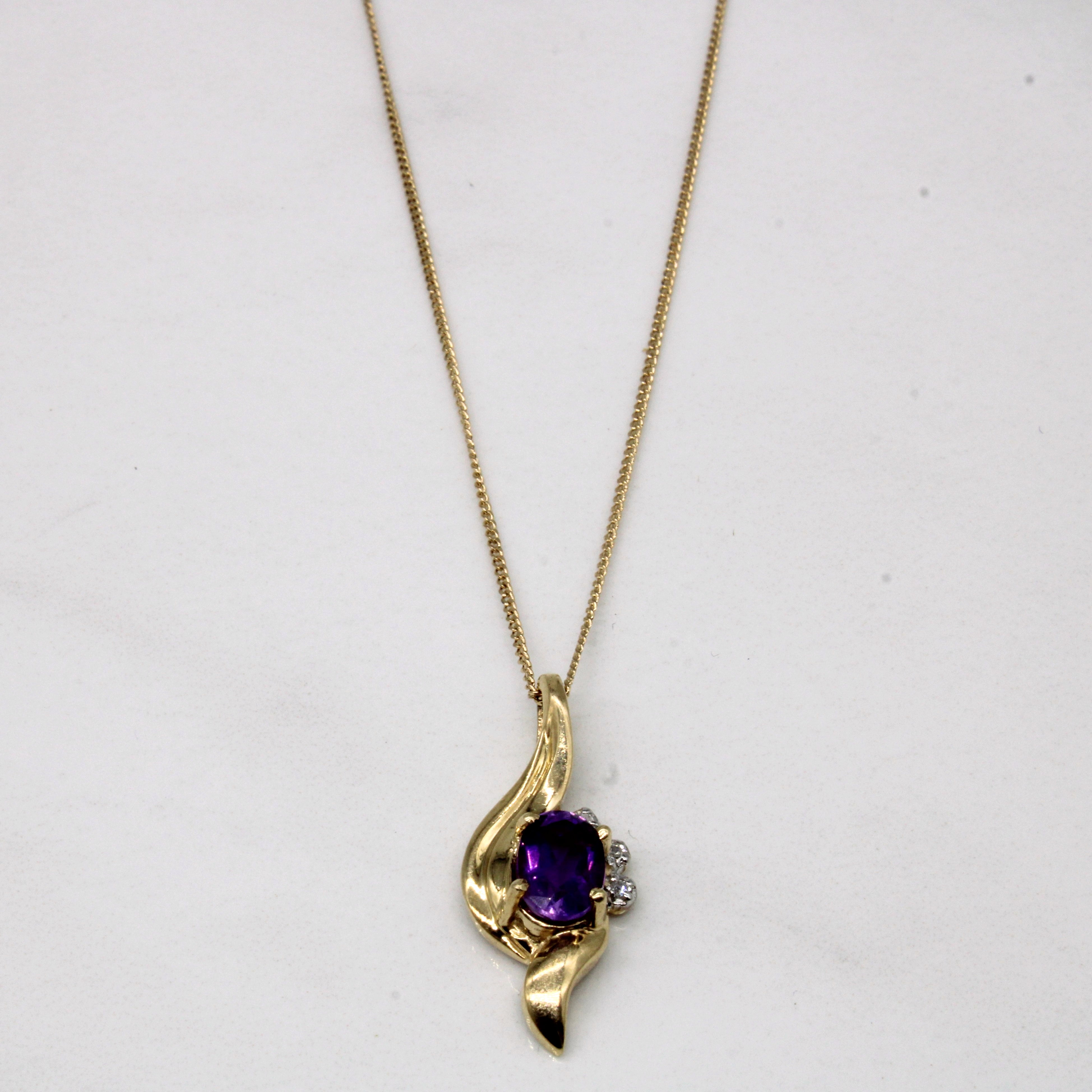Amethyst & Diamond Necklace | 0.75ct, 0.02ctw | 18" |
