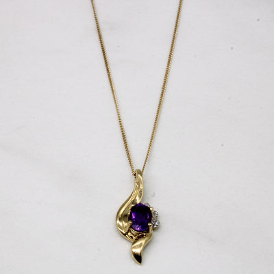 Amethyst & Diamond Necklace | 0.75ct, 0.02ctw | 18