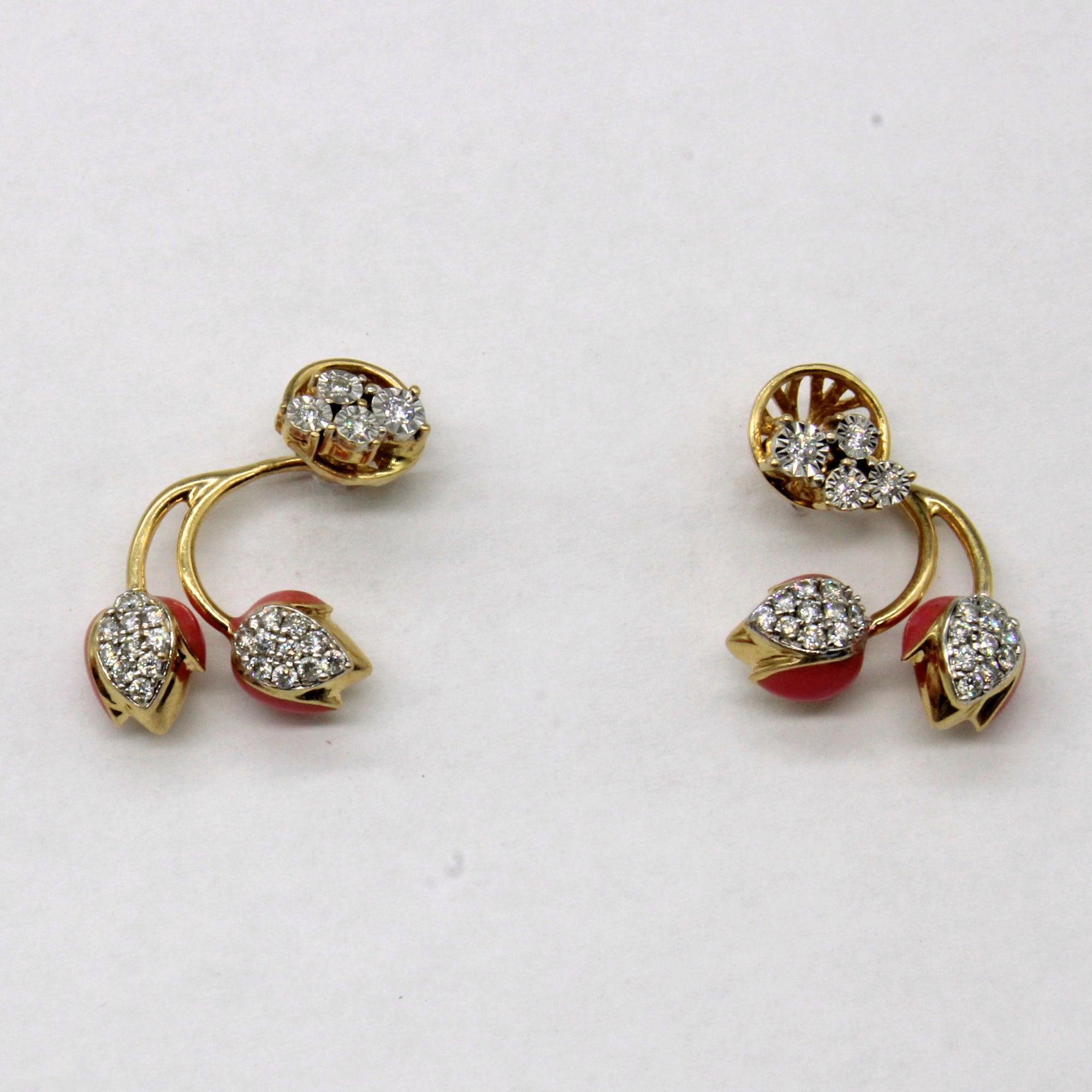 Diamond Enamel Flower Earrings | 0.20ctw |