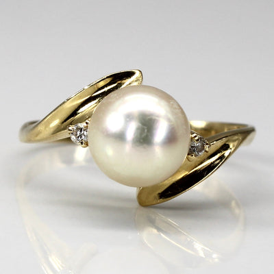 Bypass Pearl & Diamond Ring | 0.02ctw | SZ 6.75 |