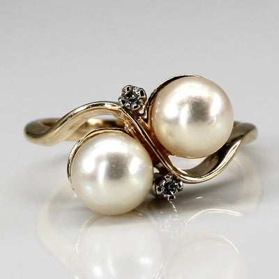 Bypass Pearl & Diamond Ring | 0.03ctw | SZ 5.5 |