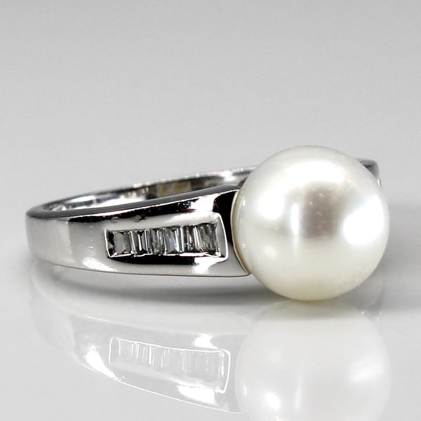 Baguette Diamond & Pearl Ring | 0.15ctw | SZ 5 |