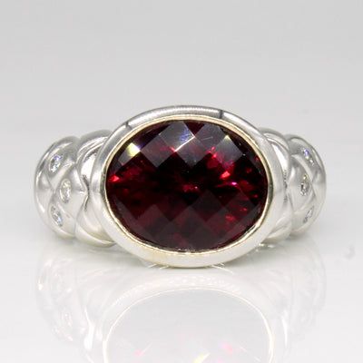 Garnet & Diamond Cocktail Ring | 6.45ct, 0.12ctw | SZ 7 |