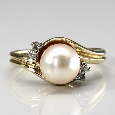 Bypass Pearl & Diamond Ring | 0.04ctw | SZ 5.75 |