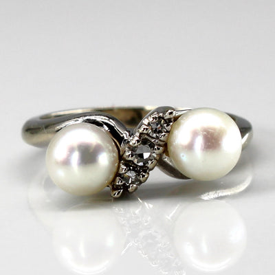 Bypass Pearl & Diamond Ring | 0.07ctw | SZ 5.75 |