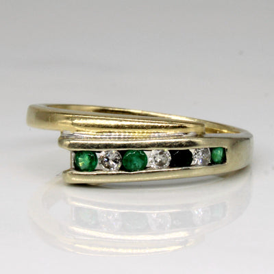 Channel Set Emerald & Diamond Ring | 0.12ctw, 0.09ctw | SZ 7.75 |