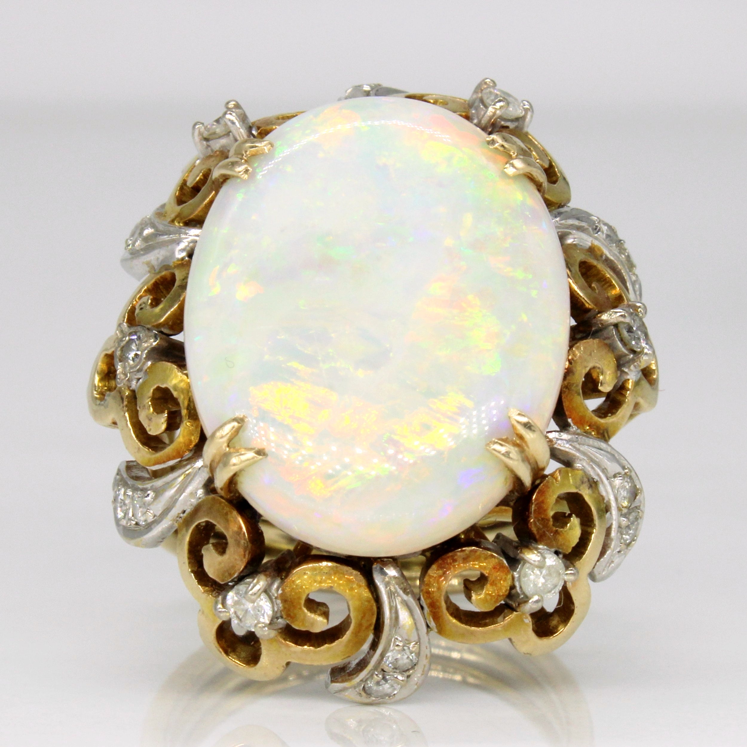 Opal & Diamond Cocktail Ring | 6.50ct, 0.27ctw | SZ 6.75 |