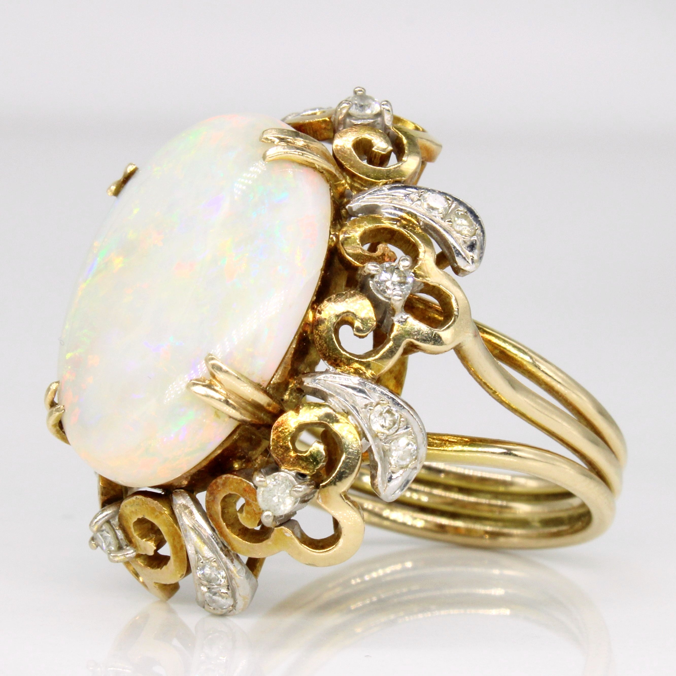 Opal & Diamond Cocktail Ring | 6.50ct, 0.27ctw | SZ 6.75 |
