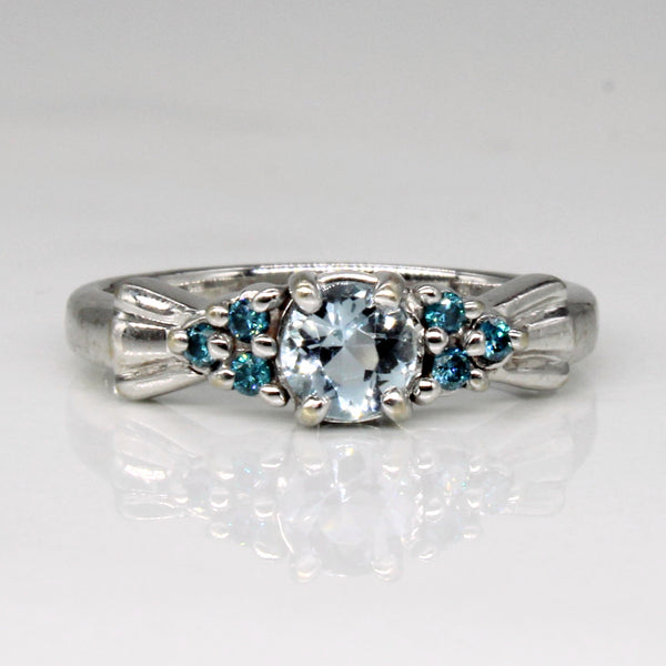 Aquamarine & Blue Diamond Ring | 0.30ct, 0.06ctw | SZ 5 |